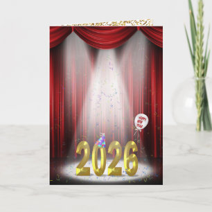 Cartão Novo Ano De 2026 Sobre O Palco Em Destaque