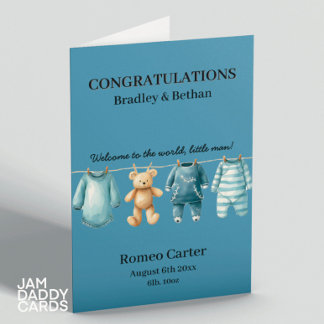 Cartão Novo Baby Boy Blue Personalizável