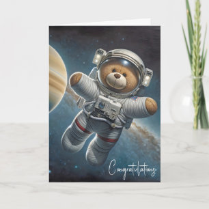 Cartão Novo Bebê Astronauta Urso de Teddy