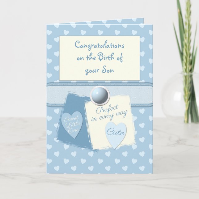 Cartão Novo bebê parabéns azul (Frente)