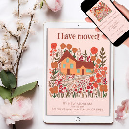Cartão Novo Endereço Doméstico Que Movimentei Flores De F