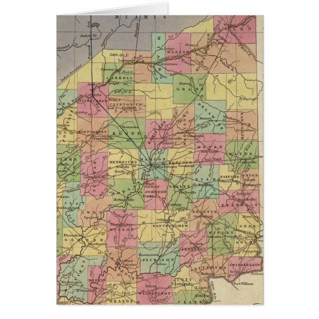 Cartão Novo Mapa De Indiana (Frente)