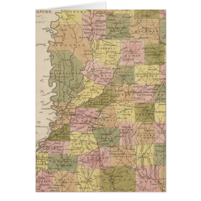 Cartão Novo Mapa Do Mississippi (Frente)