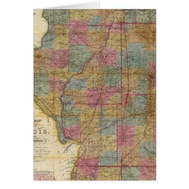 Cartão Novo mapa setorial do Estado de Illinois 2 (Frente)