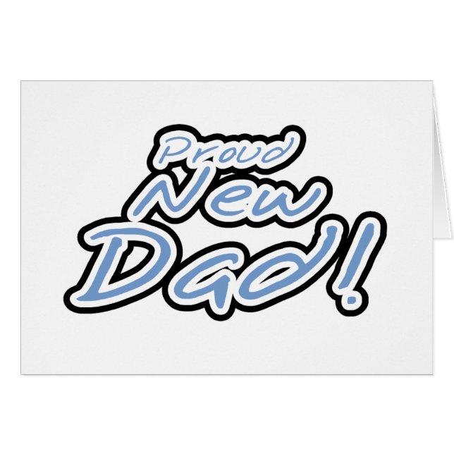 Cartão Novo papai Ortográfico de Texto Azul/Preto (Frente Horizontal)