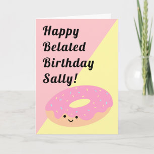 Cartão Noz rosa e amarela   Feliz Aniversário Dobrado