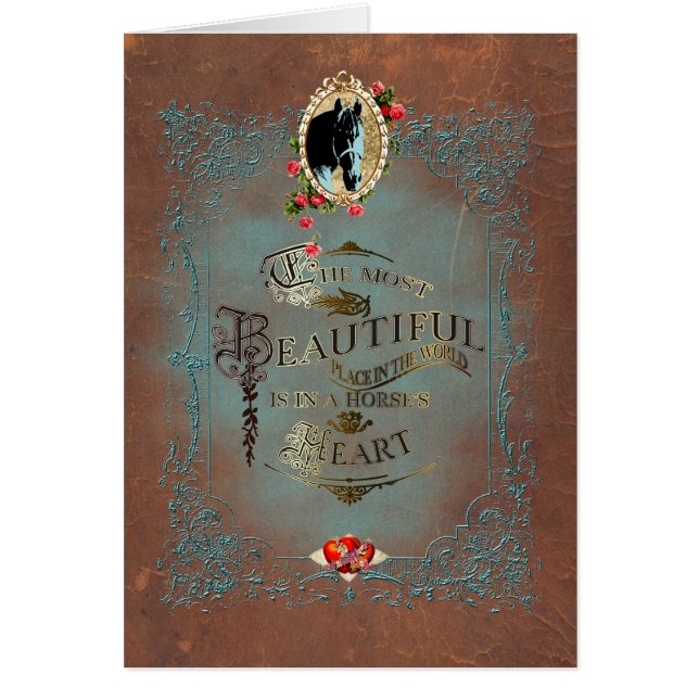 Cartão Num Cartaz de Saudação Cardíaca do Cavalo (Frente)