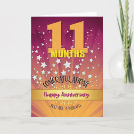 Cartão Numeral do Aniversário de Recuperação de 11 Meses