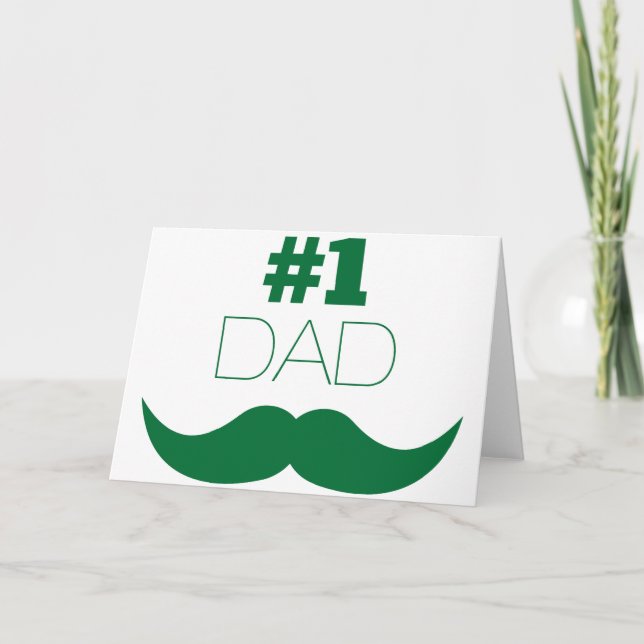 Cartão Número 1 - bigode verde Pai - Número um (Frente)