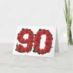 Cartão Número 90 ou rosas vermelhas do aniversário do 90<br><div class="desc">As rosas vermelhas decoraram o número ninety</div>