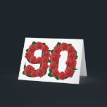 Cartão Número 90 ou rosas vermelhas do aniversário do 90<br><div class="desc">As rosas vermelhas decoraram o número ninety</div>