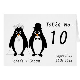 Cartão Número da Tabela de Casamento de Pinguins