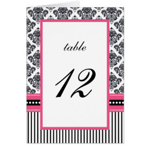 Cartão Número da Tabela de Casamento de Stripes de Damasc