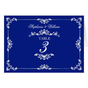 Cartão Número da Tabela de Casamento Floral Azul Vintage