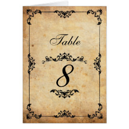 Cartão Número da Tabela Floral Negra Vintage