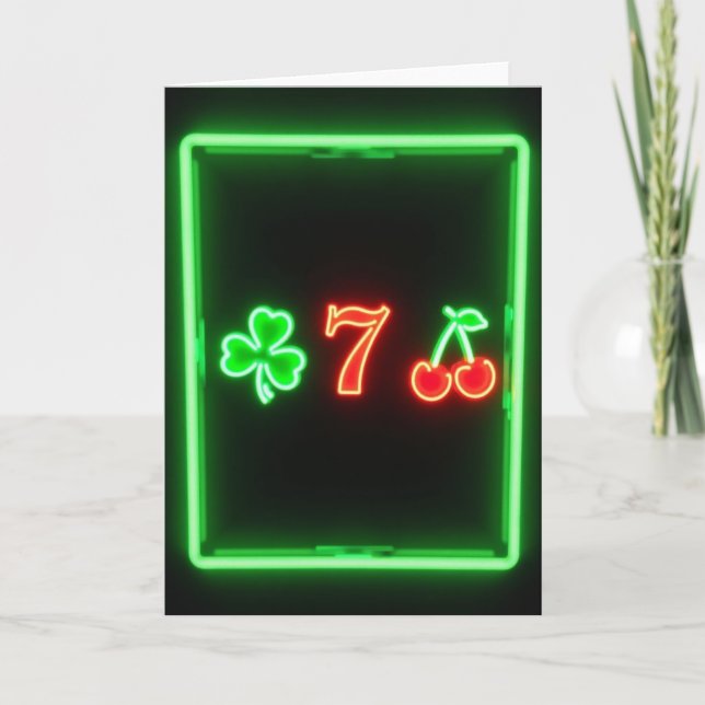 Cartão Número Sete da Sorte Neon (Frente)
