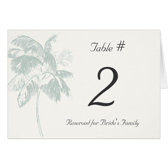 Cartão Número tropical da mesa da recepção da palma (Frente horizontal)