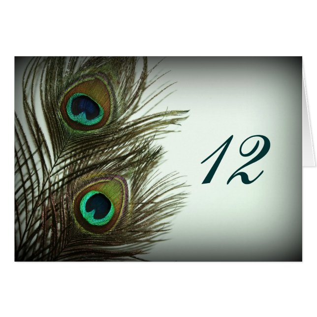 Cartão Números de Tabela de pena de peacock (Frente horizontal)