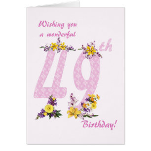 Cartão Números Decorados da Flor de 49º Aniversário