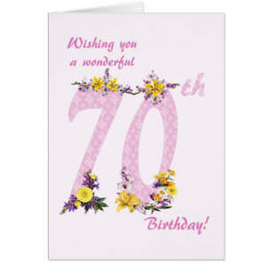 Cartão Números Decorados da Flor de Aniversário do 70