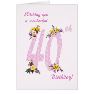 Cartão Números decorados do aniversário de 40 anos