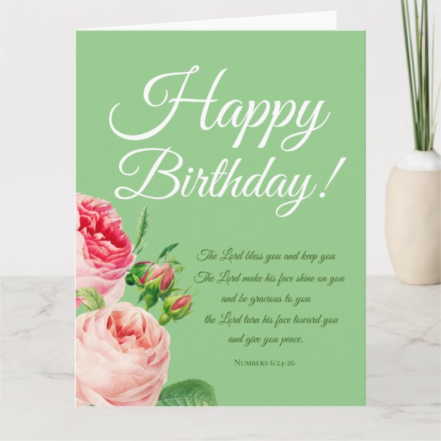 Cartão Números Florais 6:24-26 Aniversário (Frente)