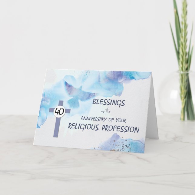 Cartão Nun 40º aniversário da Profissão Religiosa (Frente)