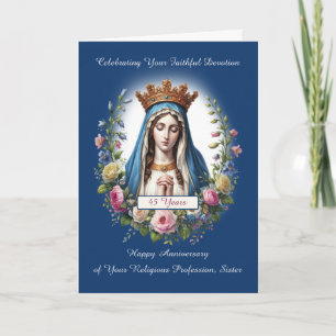 Cartão Nun 45º Aniversário da Profissão Religiosa Mary