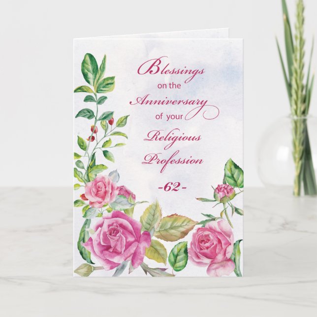 Cartão Nun 62º Aniversário Personalizável da Religião (Frente)