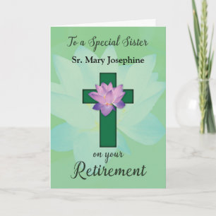 Cartão Nun Personalizável Name Retirement Lotus Flower em