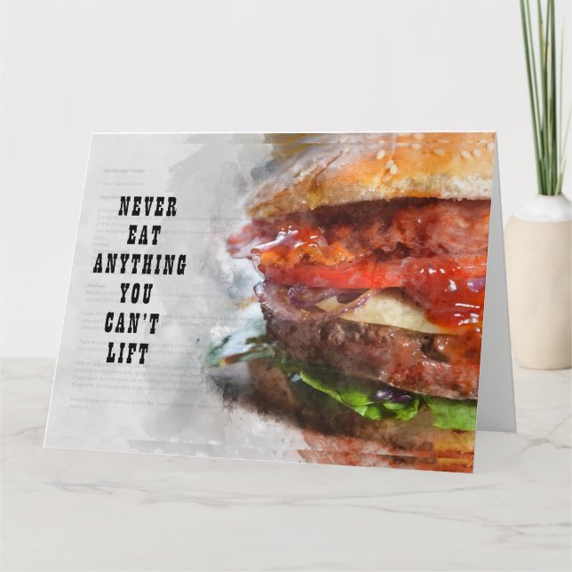 Cartão Nunca coma nada que não consiga levantar (Frente)