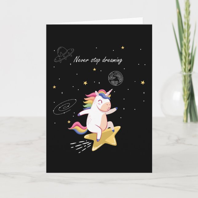 CARTÃO NUNCA PARE DE DREAMING SPACE UNICORN (Frente)