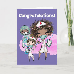 Cartão Nurse african American covid mask cute doctor med