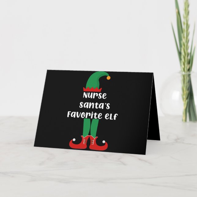 Cartão Nurse Santa's Favorite Elf Funny Nurse Christmas (Frente)