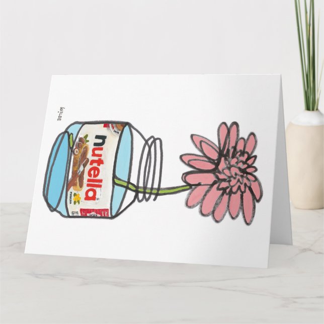 Cartão Nutella e flores em linha contínua florescente (Frente)