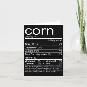 Cartão Nutrição de milho Fala Comida Engraçada Ação de Gr