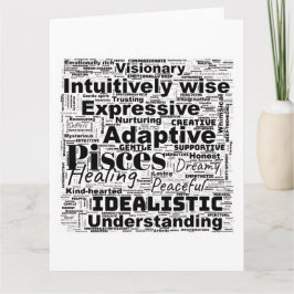 Cartão Nuvem de Palavras de Peixes Inspiração do Zodíaco
