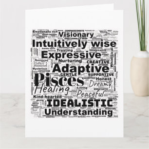 Cartão Nuvem de Palavras de Peixes Inspiração do Zodíaco