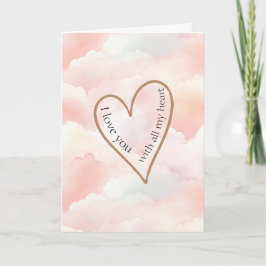 Cartão Nuvens Cor-de-Rosa Coração de Amor