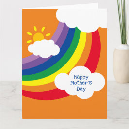 Cartão Nuvens Personalizadas, Mãe Sol e Arco-íris Dia dos
