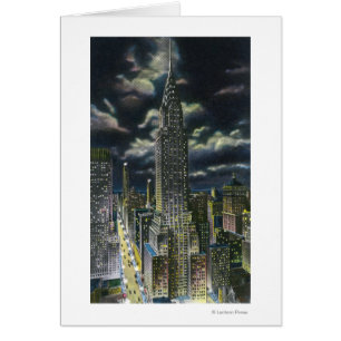 Cartão NYC, Edifício New YorkChrysler na noite nº 1
