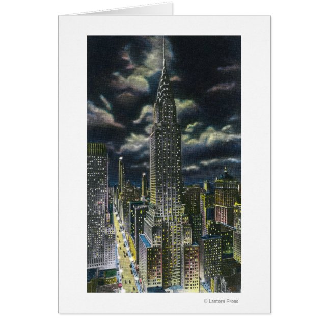Cartão NYC, Edifício New YorkChrysler na noite nº 1 (Frente)