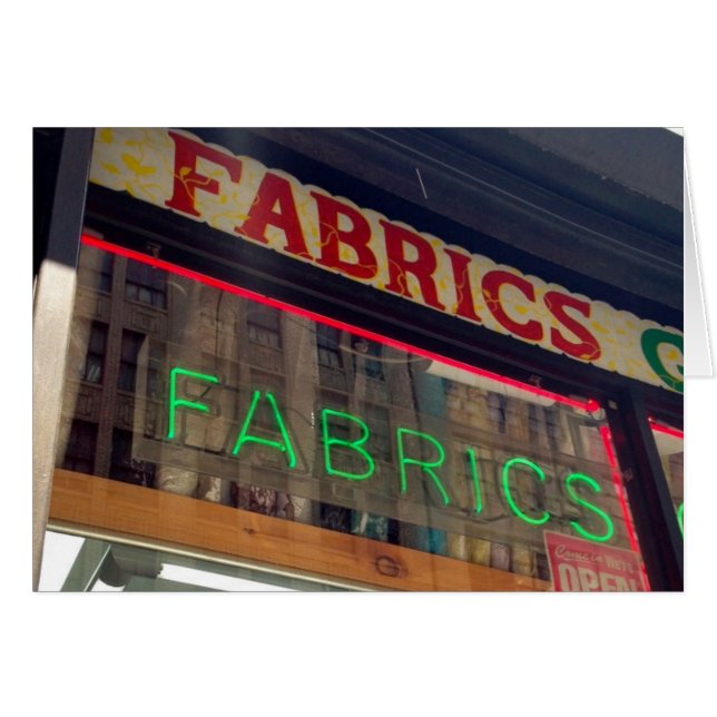 Cartão NYC Neon - Sinal de Nova Iorque - Tecidos do distr (Frente Horizontal)