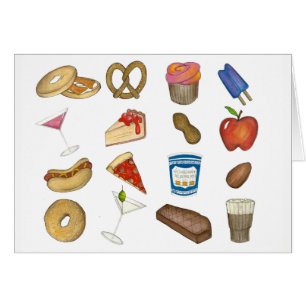 Cartão NYC New York Foodie Pizza Bagel Pretzel Cheesecake