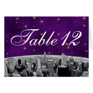 Cartão NYC Skyline 2 Purple Dourado Número de Tabela