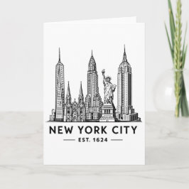 Cartão NYC Skyline Illustration with Statue of Liberty