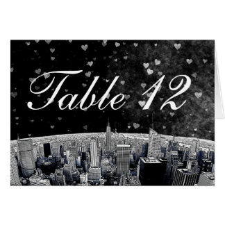 Cartão NYC Skyline nº 2 preto nº da tabela cardíaca Wht