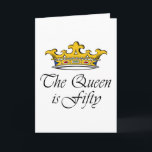 Cartão o 50th aniversário a rainha é 50!<br><div class="desc">50th presentes de aniversário. A rainha é cinqüênta, ideia do presente de aniversário da mulher inteligente 50th. Dizer original do t-shirt & ideias engraçadas dos cartões & do presente do feliz aniversario. 50th presentes para mulheres - presentes do humor do aniversário para ela. A coroa evita sobre a piada do...</div>