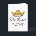 Cartão o 50th aniversário a rainha é 50!<br><div class="desc">50th presentes de aniversário. A rainha é cinqüênta, ideia do presente de aniversário da mulher inteligente 50th. Dizer original do t-shirt & ideias engraçadas dos cartões & do presente do feliz aniversario. 50th presentes para mulheres - presentes do humor do aniversário para ela. A coroa evita sobre a piada do...</div>