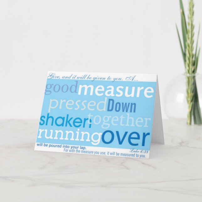 Cartão O 6:38 de Luke dá e ser-lhe-á dado (Frente)